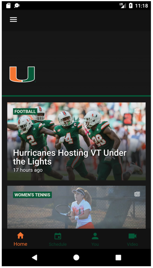 Miami Hurricanes App Screenshot